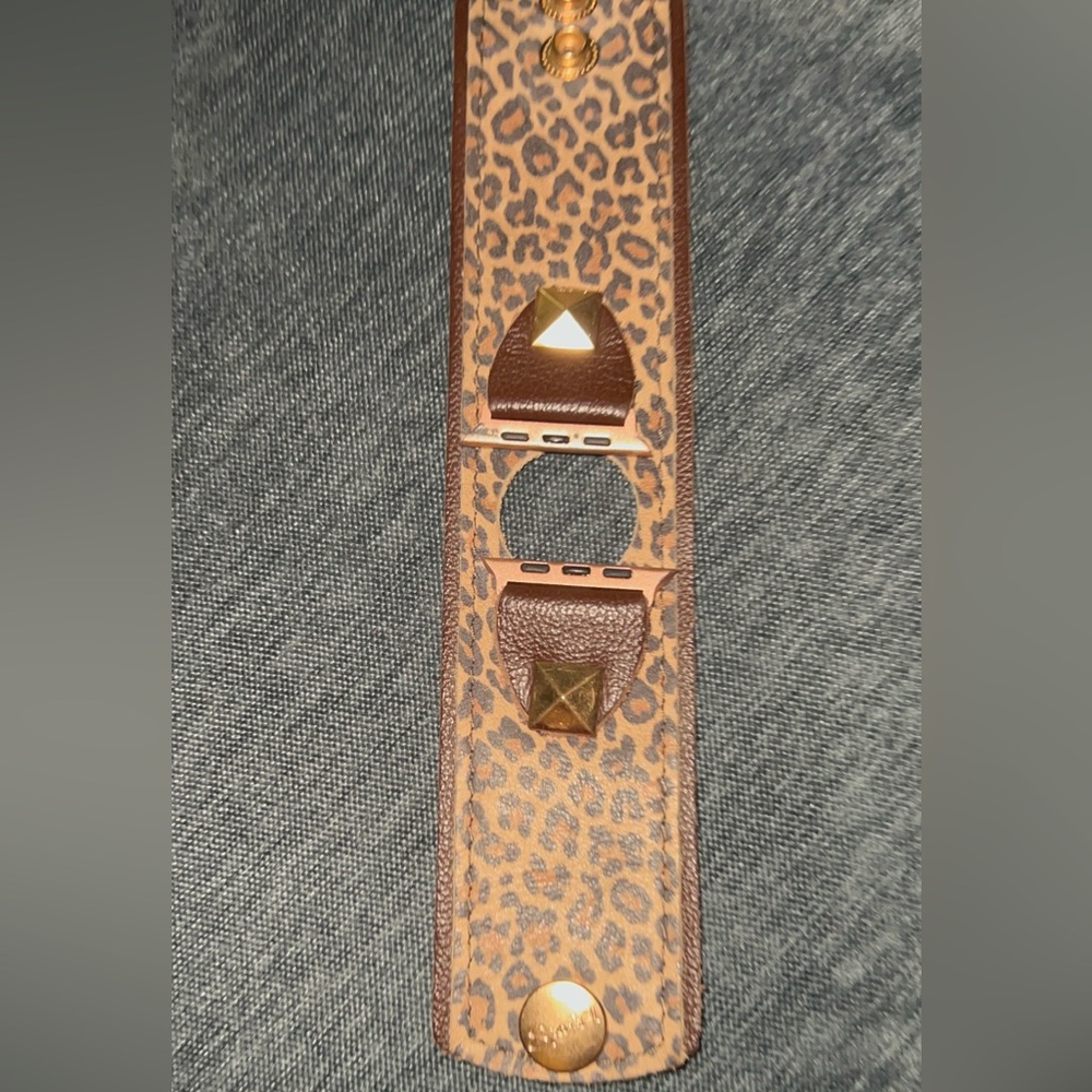 Leopard baby nubuck cuff leather Apple Watch band
